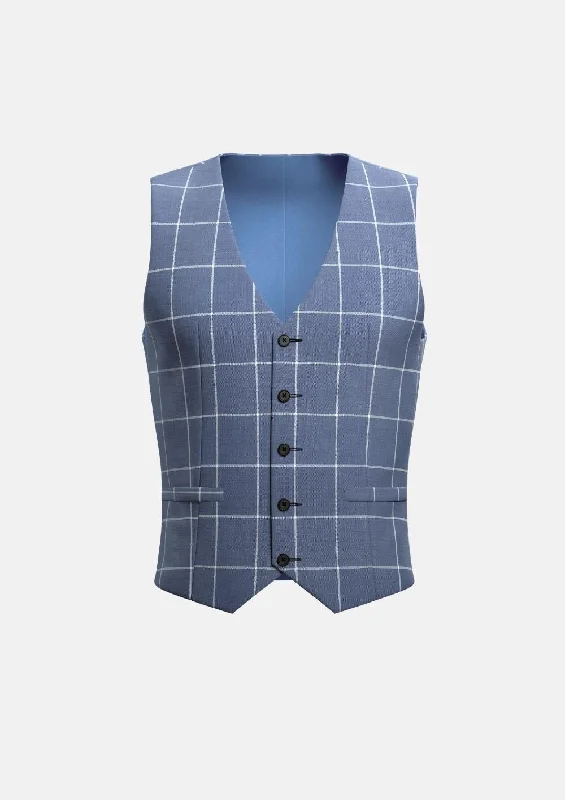 Blue Windowpane Vest