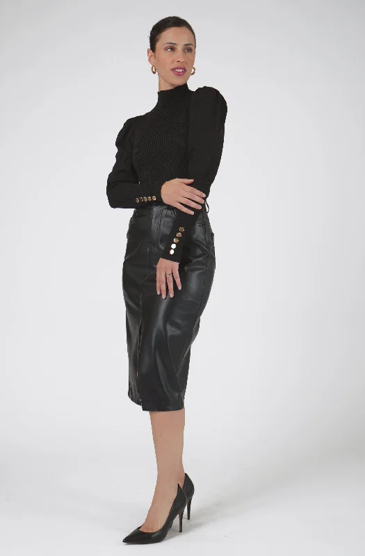 Clearance Event Knit Top with Puff Mutton Sleeves