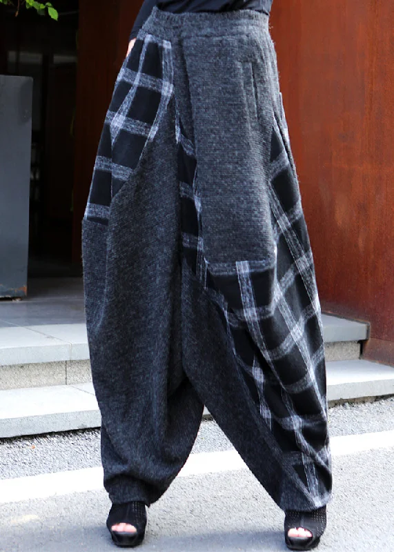 Crazy Savings Plus Size Plaid Patchwork Elastic Waist Lantern Pants Fall