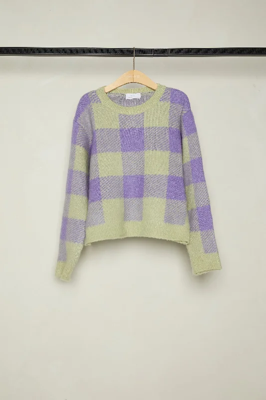 The Best Prices CROPPED CHECK PRINT SWEATER