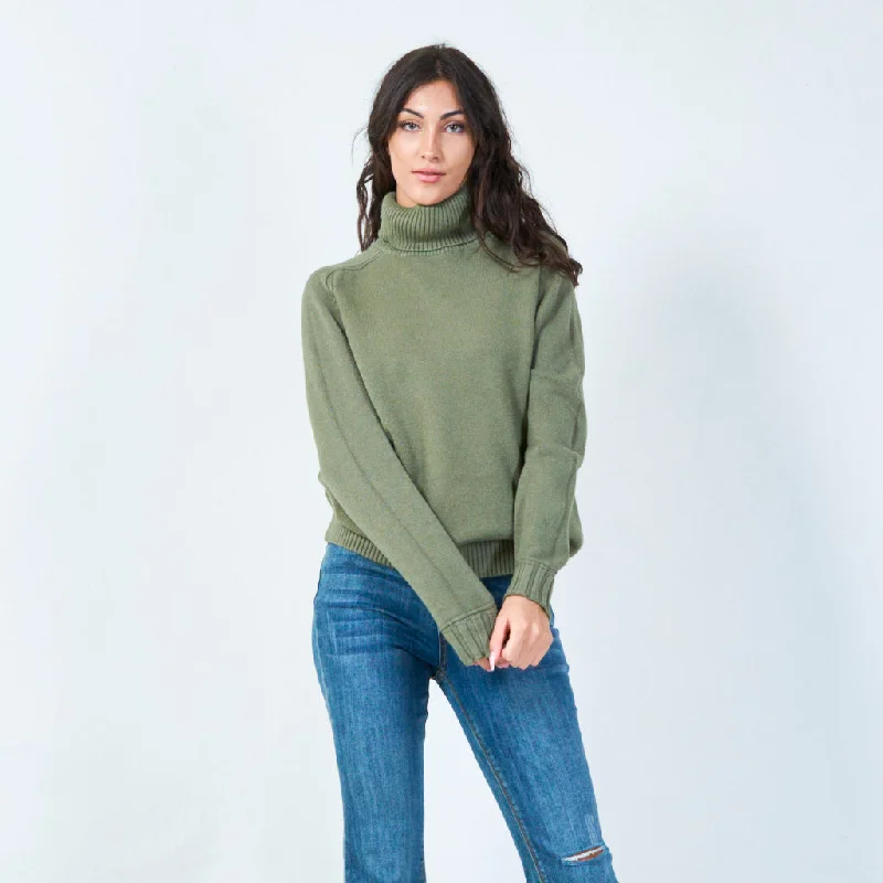 Massive Deals Ribbed funnel neck sweater wholesale