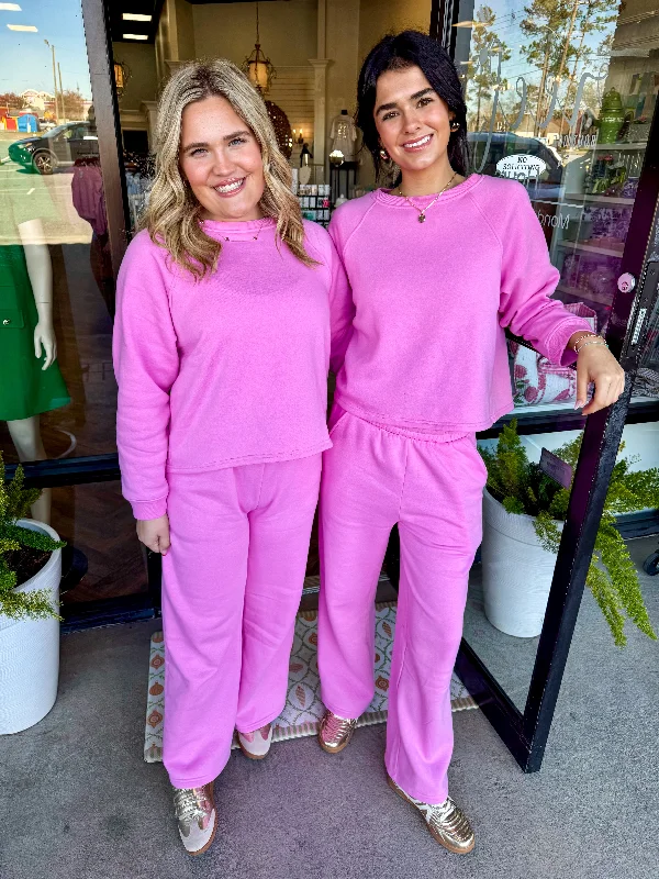Warehouse Sale Pullover and Sweatpants Set: Pink
