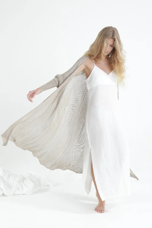 Super Deal Long Gin Bamboo Oatmeal Cardigan