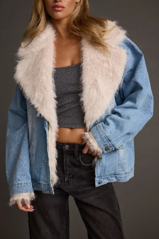 Weekend Specials Just for You Rylee Denim Jacket with Faux Fur Trim