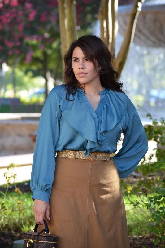 Sale Alert Araceli Teal Ruffled Top