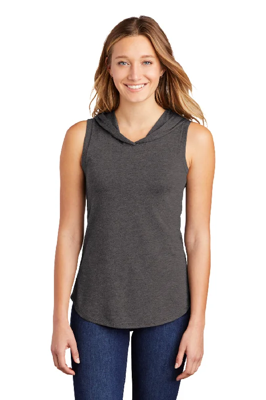 Weekend Bargains Just for You District Womens Perfect Sleeveless Hooded T-Shirt Hoodie - Heather Charcoal Grey