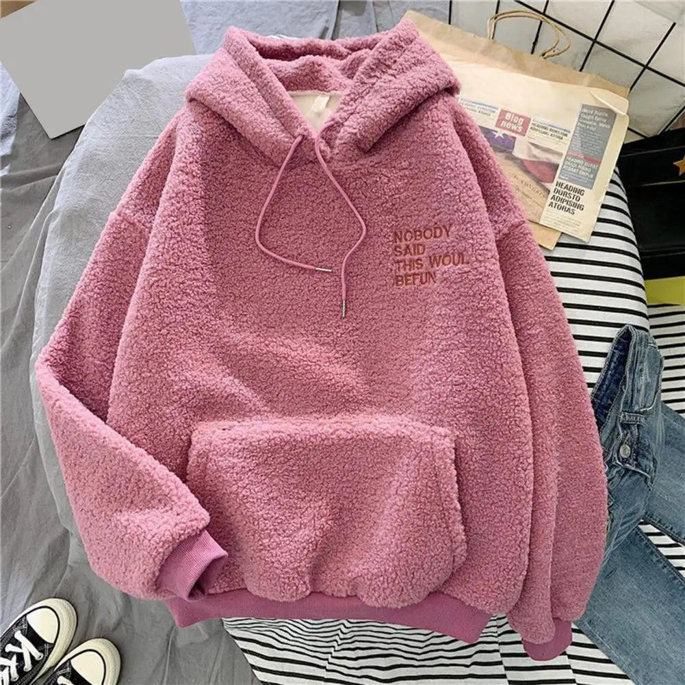 Flash Deals Cozy Thick Warm Fleece Embroidered Hoodie