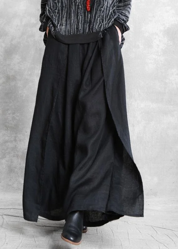 Cash Savings Women Black Pockets Loose Casual Fall Wide Leg Pants