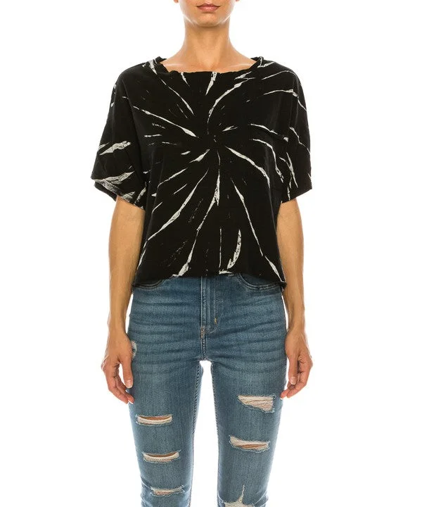 Sale Event FABINA - Twist Cotton Tie Dye Crop Top Tee