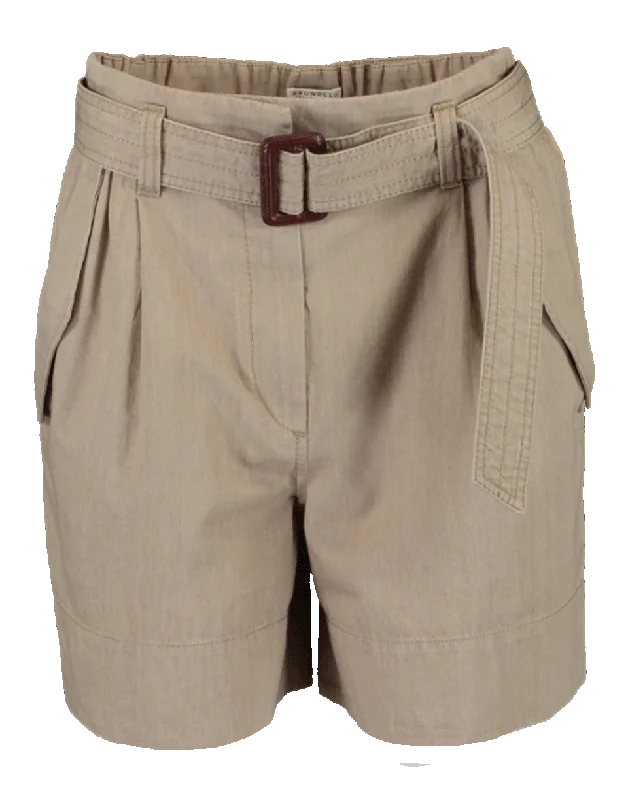 Year-End Clearance Cotton Linen Self Belt Short