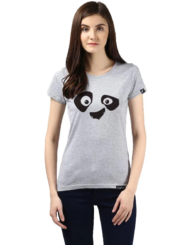 Best Bargains Womens Half Sleeve Pandaeyes Printed Grey Color Tshirts