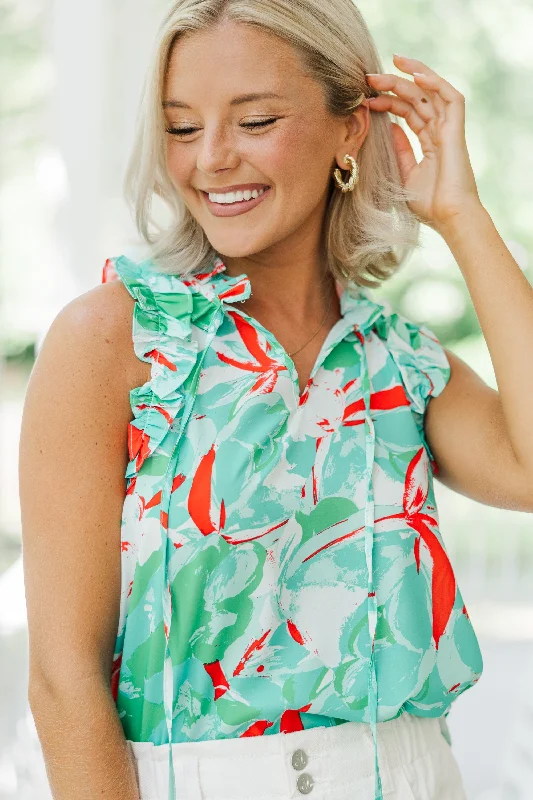 Great Bargain All Your Own Green Floral Blouse