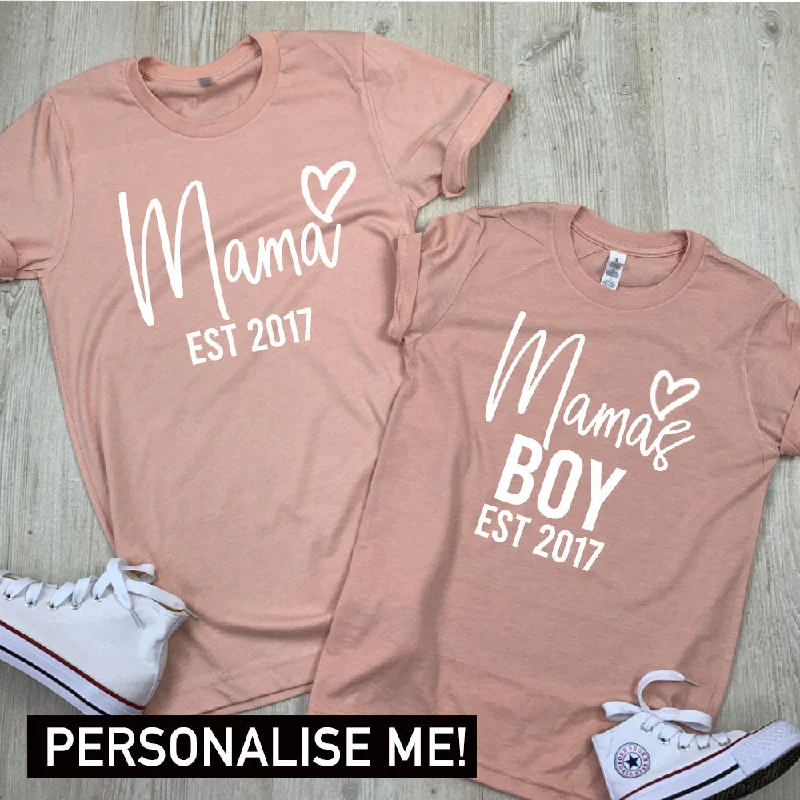 Quick Sale Personalised Mama & Boy Big Logo Established Matching Tees (MRK X)