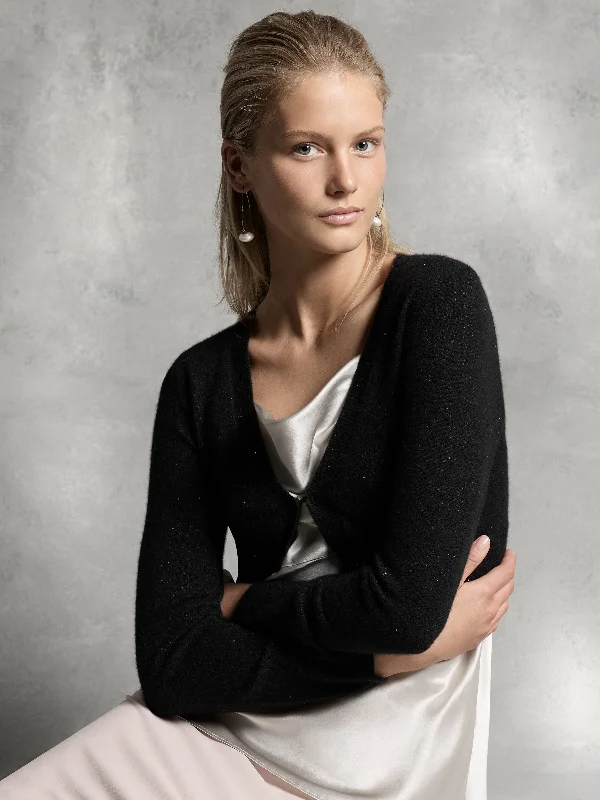 Midnight Madness Sparkle Cashmere Bolero - Black & Oyster