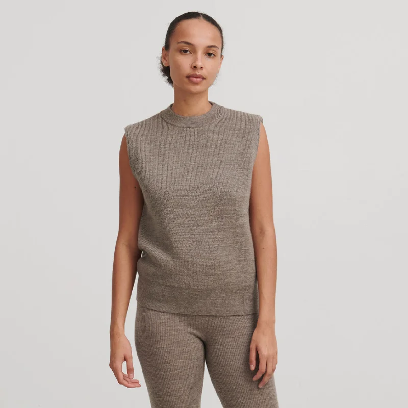 Steal Deal Women's Vest - 100% Raw Wool - Beige Melange (S, M, L)