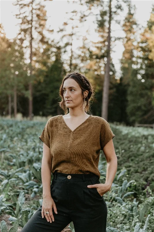 Can't Beat Dolman Top in Golden Checker