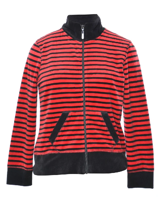 Extra Discounts Striped  Black & Red Track Top - S