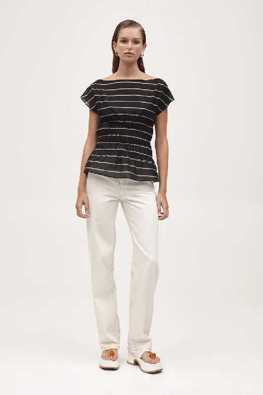 Limited Offer Marle Aida Top - Black Stripe