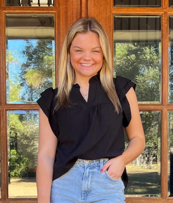Weekend Bargains to Love Riley Ruffle Sleeve Top | Black