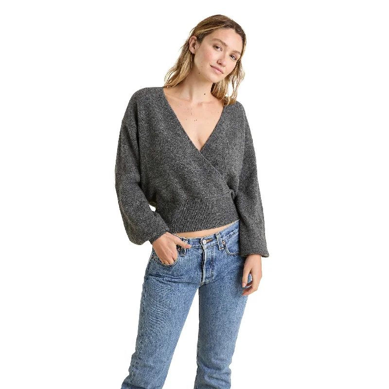 Price Meltdown Cozy Knit Wrap Sweater | Charcoal