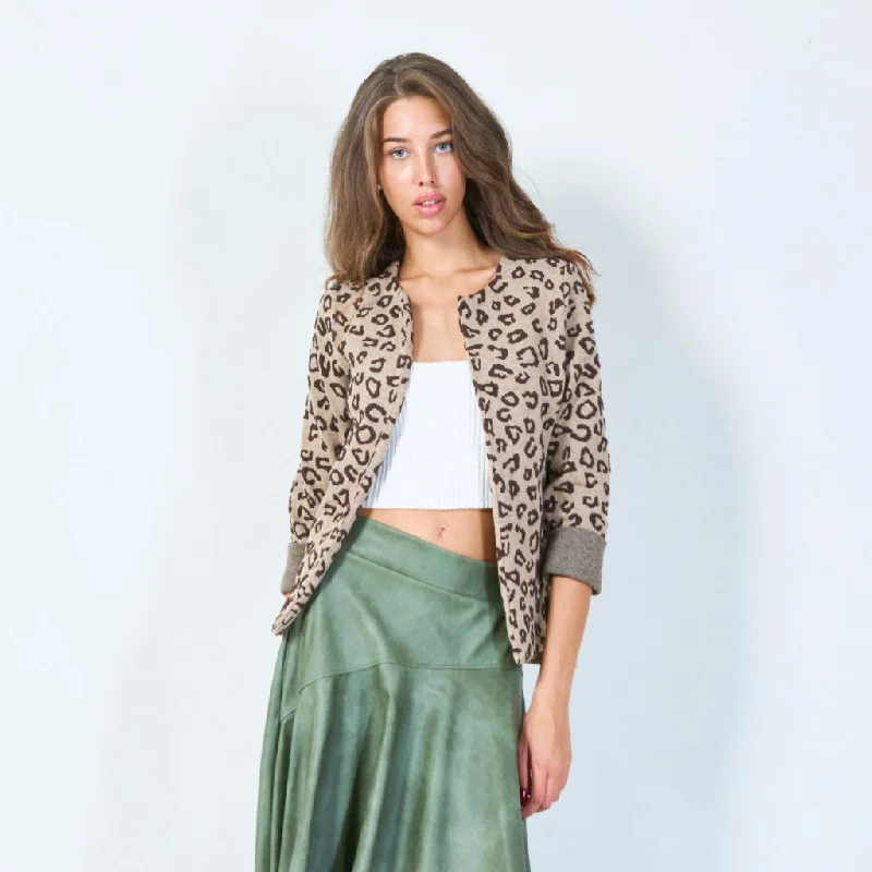 Time-Sensitive Open front leopard cardigan wholesale