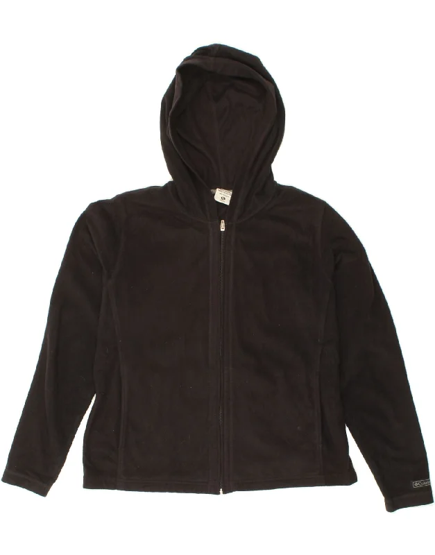 Act Now COLUMBIA Womens Hooded Fleece Jacket UK 18 XL Black Polyester