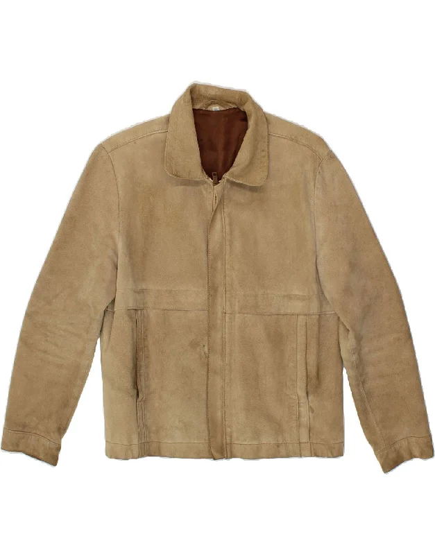 Weekend Specials to Delight VINTAGE Womens Suede Jacket UK 14 Medium Beige Leather