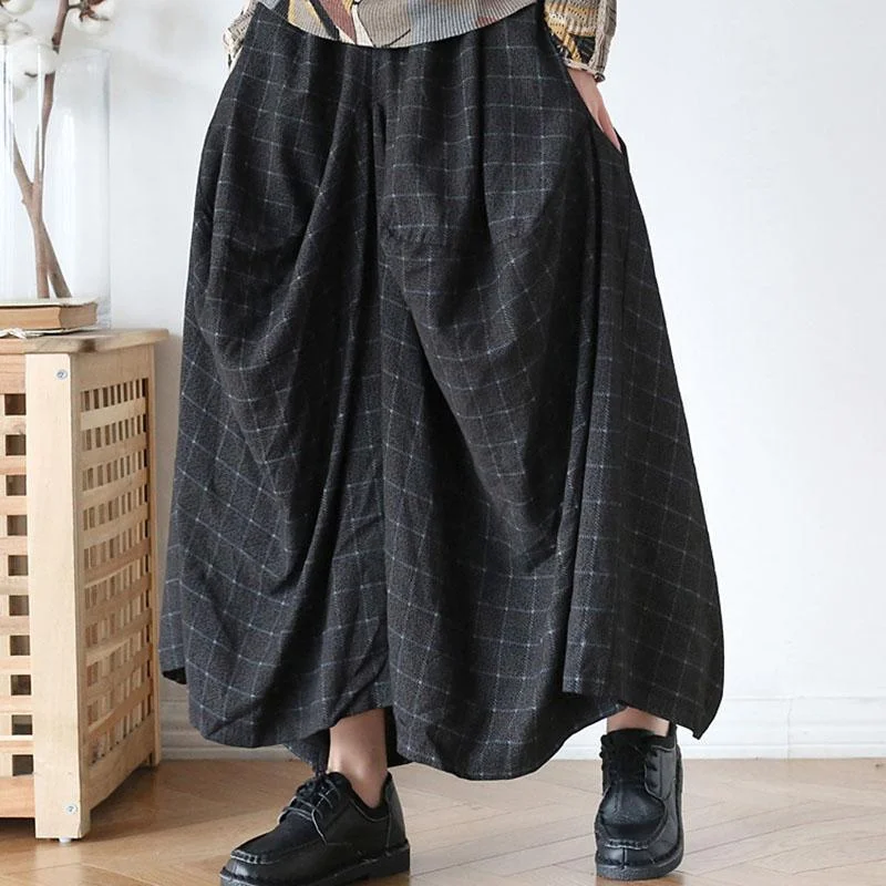 Don't Wait Unique Black Asymmetrical Design Pockets Summer Cotton Wide Leg Pants