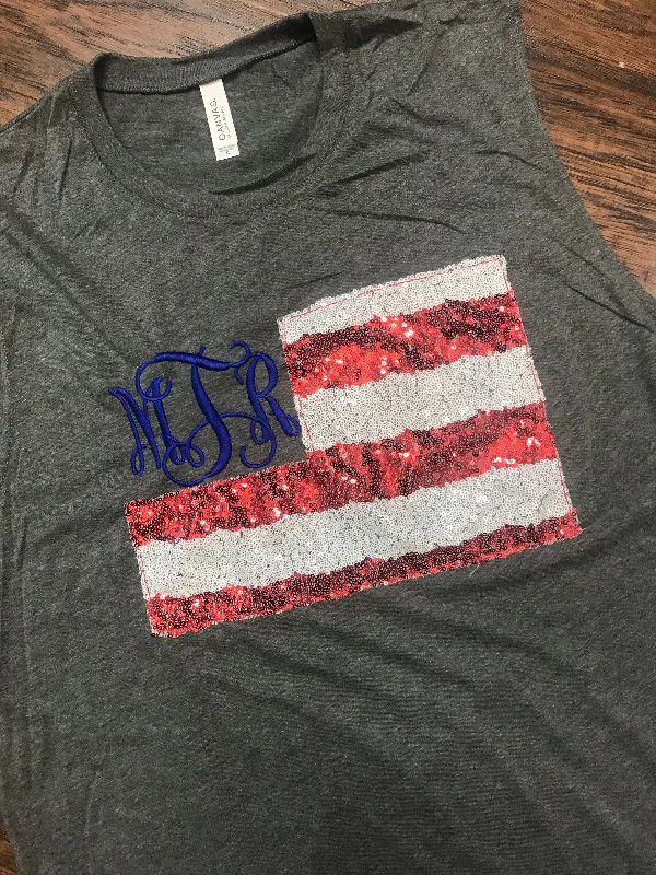 Stock Clearance Flag Monogram T Shirt / Tank Top