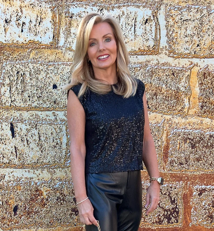 Major Savings Olivia Sequin Muscle Tank | Black