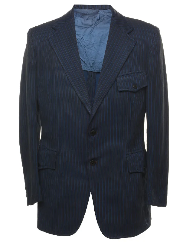 Navy Striped Classic Blazer - M