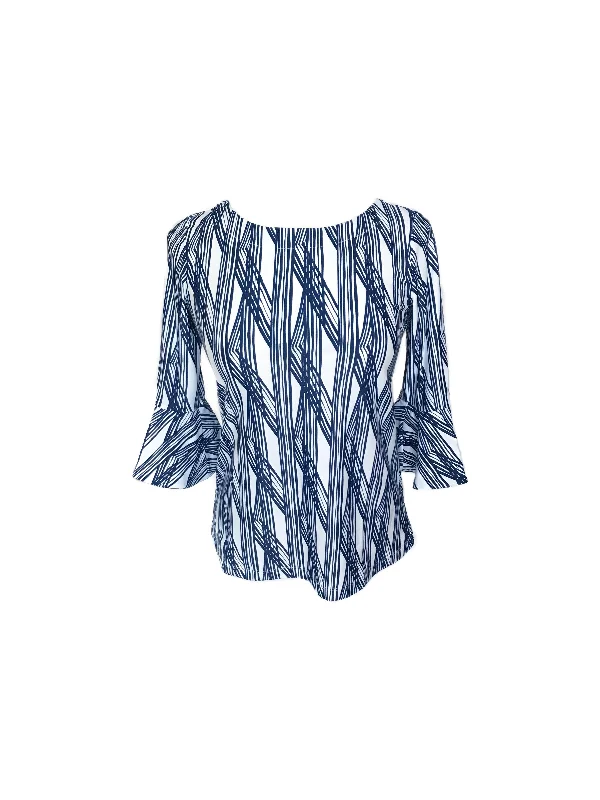 Factory Direct Sale Flirty Top Navy Criss Cross Stripe