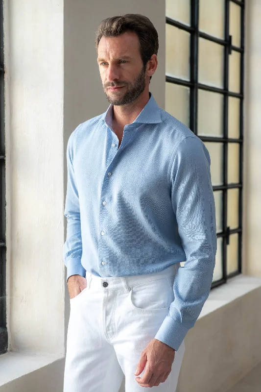 Light blue cashmere and cotton shirt - Made in Italy