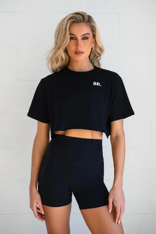 Special Buy Raw Cropped Tee in Black