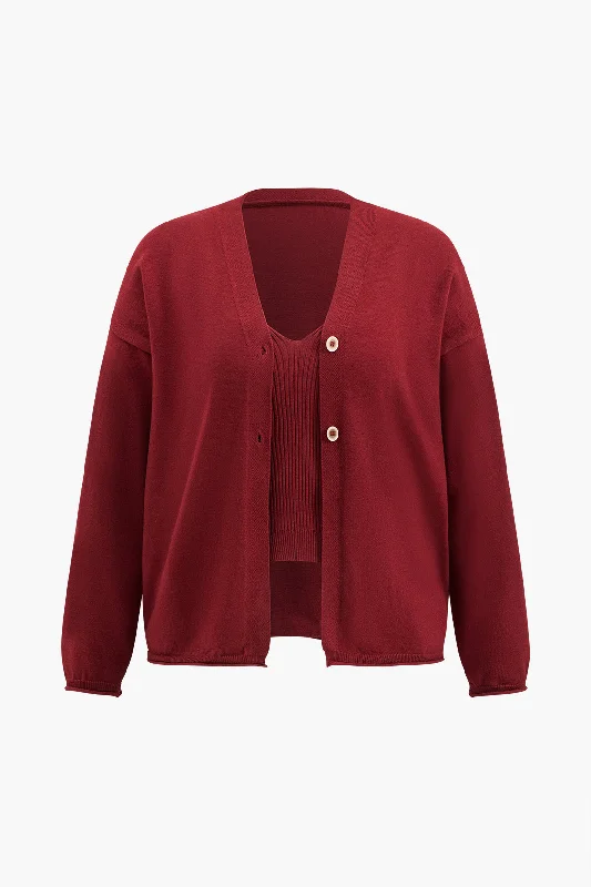 Weekend Savings Bonanza Plus Size Knit Cardigan Two-Piece Set