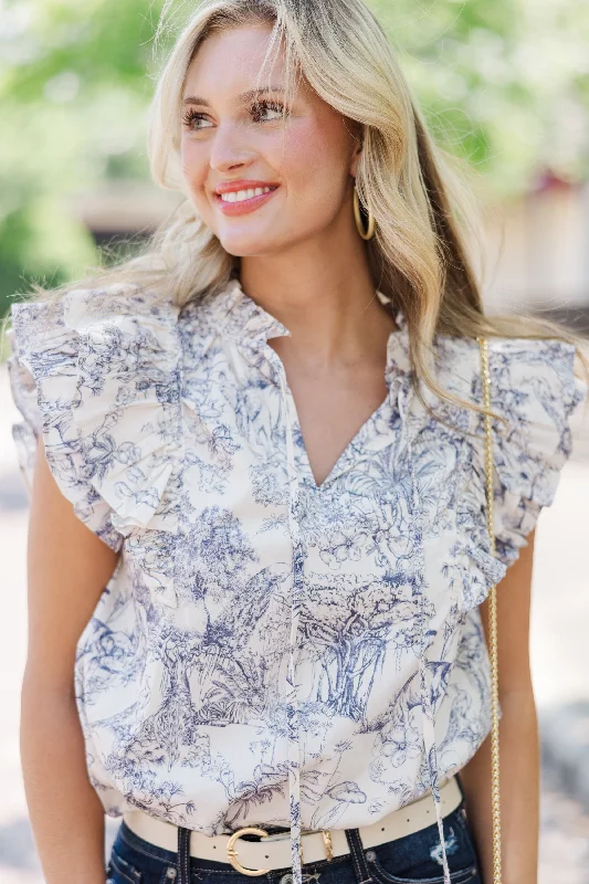 Daily Specials Make You Happy Slate Toile Blouse