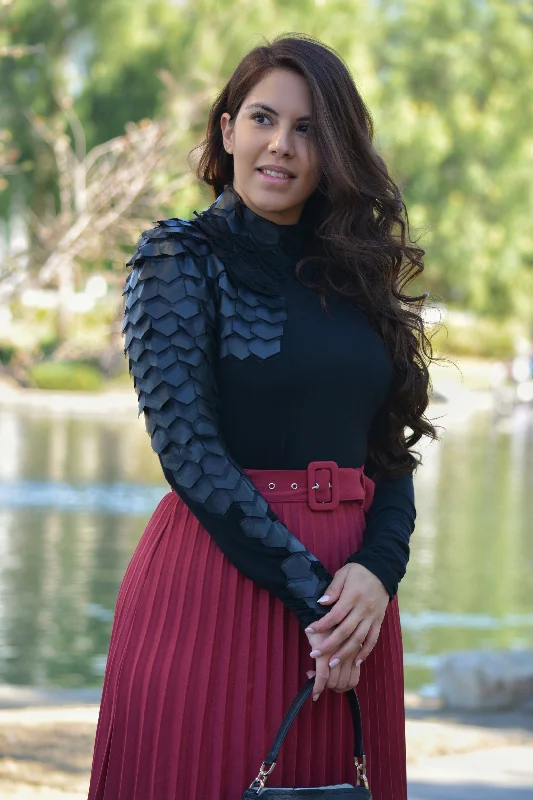 Fantastic Offers Zoe Faux Leather Black Top