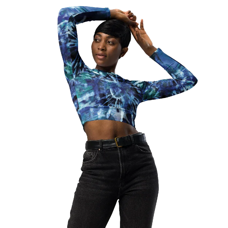 Weekend Bargains to Enjoy SHE REBEL - Brilliant Blue Recycled Tie Dye Crop Top UPF 50+