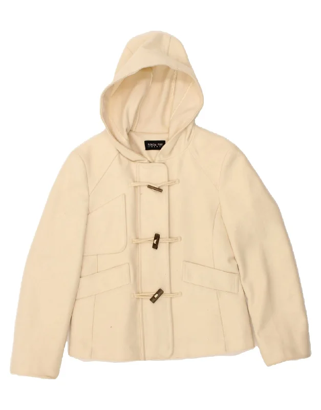Price Reduction PATRIZIA PEPE Womens Hooded Duffle Jacket UK 12 Medium Off White