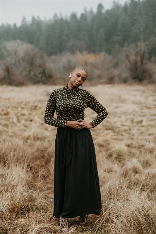 Huge Savings Maxi Wrap Skirt in Black Challis