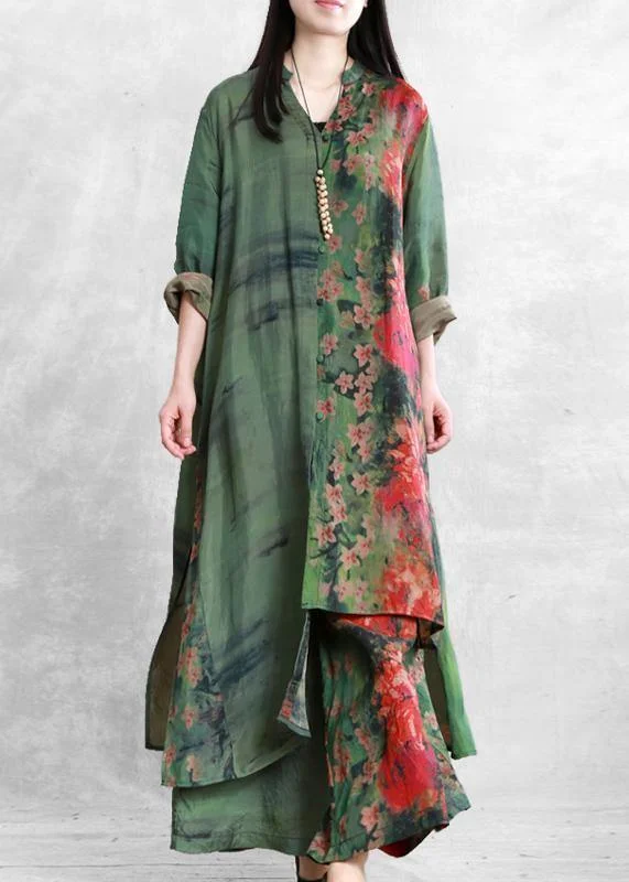 Early Bird Discount Spring silk suit loose loose irregular long shirt casual wide leg pants