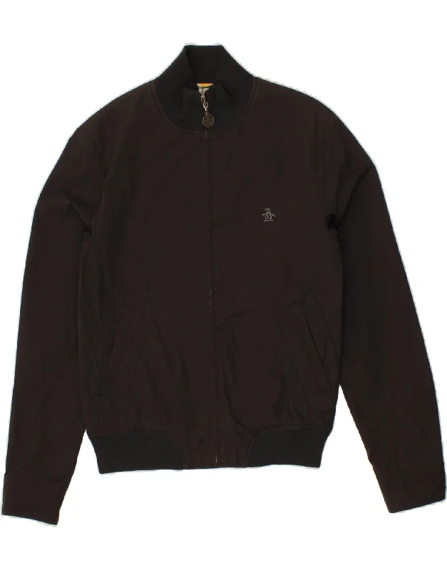 Huge Discounts PENGUIN Womens Bomber Jacket UK 14 Medium Black Cotton