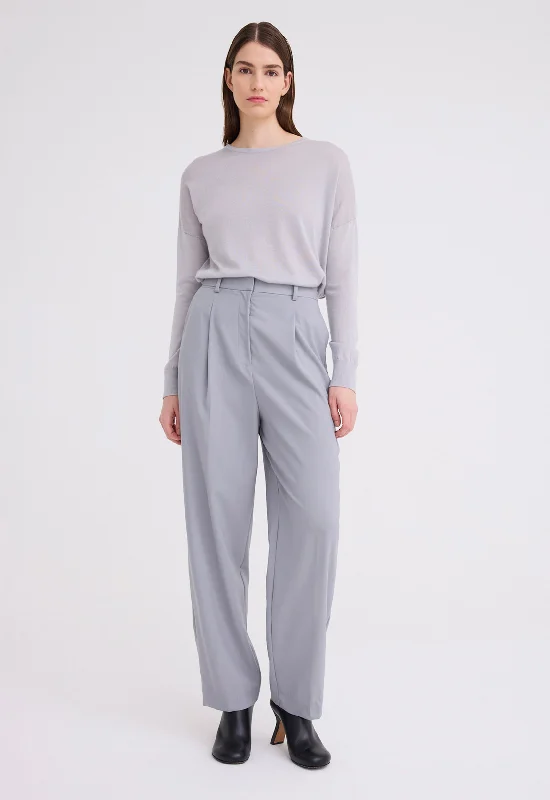 Super Deal Micah Pleated Wool Pant - Oxide Grey