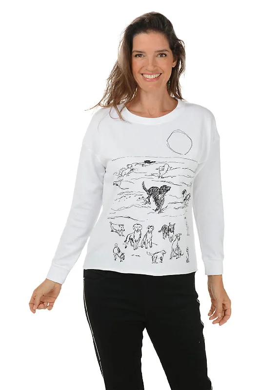 New Arrival Beach Dogs Drop Shoulder Sweatshirt