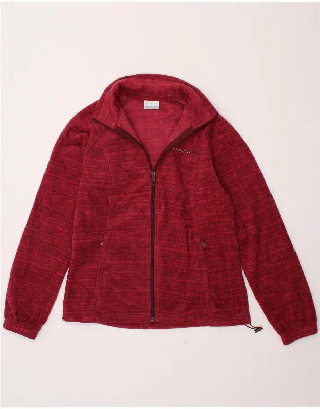 Quick Sale COLUMBIA Womens Fleece Jacket UK 14 Medium Burgundy Polyester