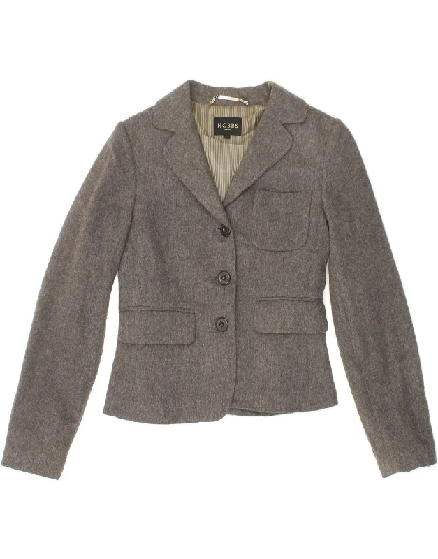 Daily Special HOBBS Womens Crop 3 Button Blazer Jacket UK 8 Small Grey Wool