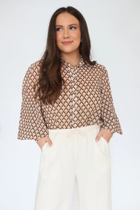 Weekend Deals That Impress Fleetwood Blouse- Chocolate Geo- Final sale
