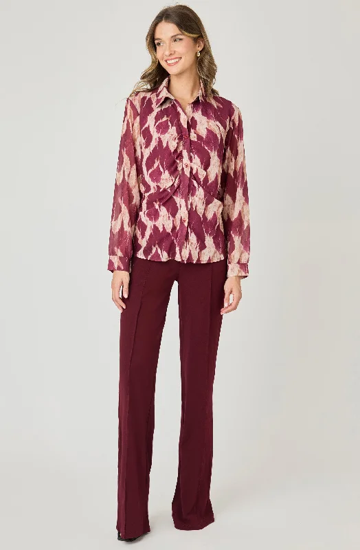 Weekend Offers You Can't Ignore Printed V-Neck Chiffon Button-Up Blouse