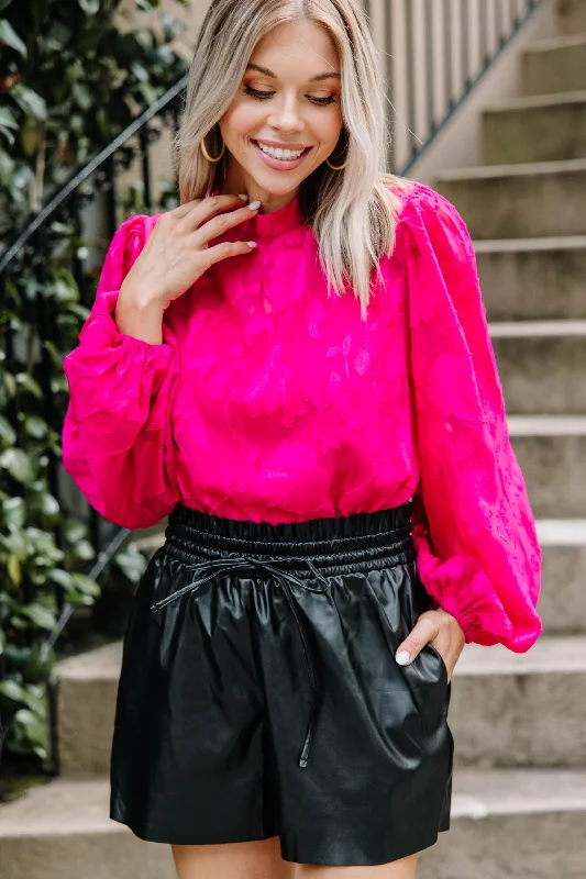 Act Fast Find Yourself Magenta Pink Textured Blouse