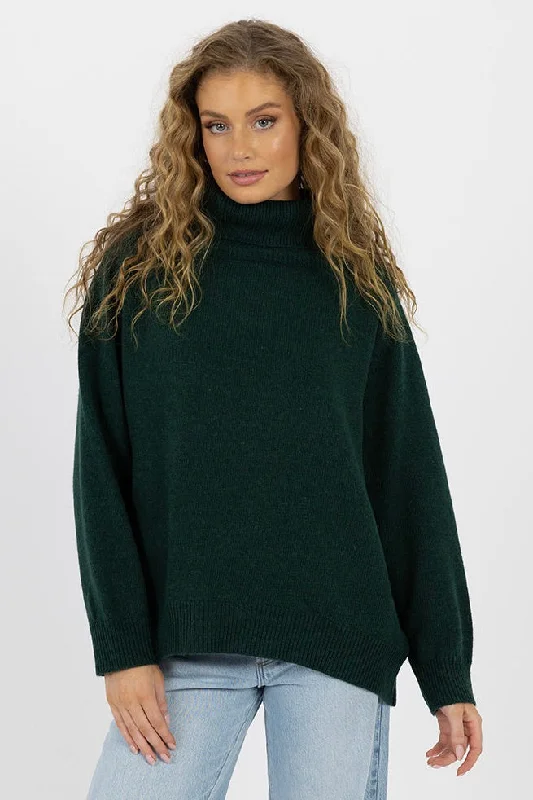 Online Exclusive Freya Forest Wool Blend Roll Neck Knit Jumper